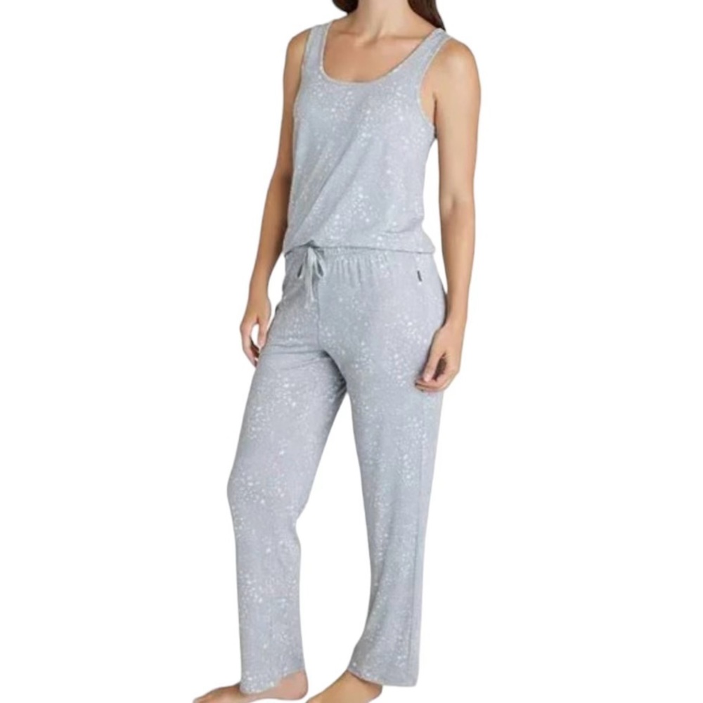4/$40 Eddie Bauer 2 Piece Sleeveless Top‎ and Pants Grey with Stars Pajama Set